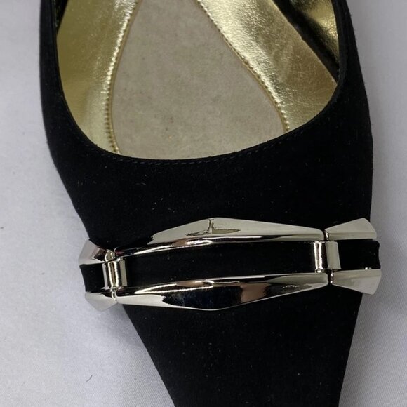 NEW MONIQUE Women’s Suede Slingback Pointed Toe High-Heel Pumps – Black–Size 10M - Picture 3 of 8